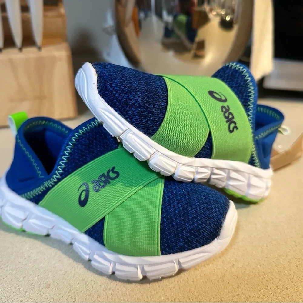 Asics Kids' Vibrant Blue and Lime Sneakers
